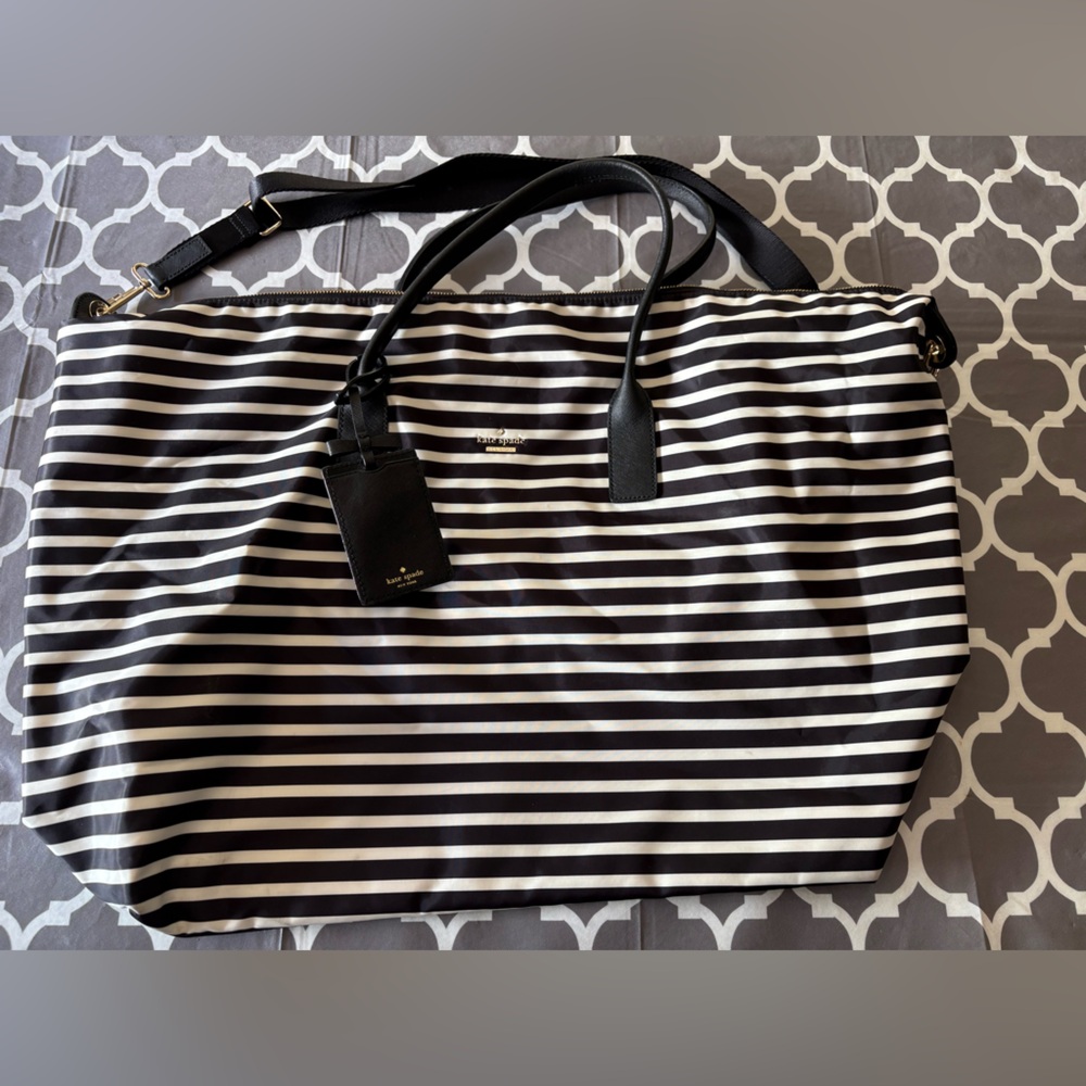 KATE SPADE Watson Lane Lyla striped nylon large weekender tote bag - Picture 3 of 15